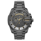 Diesel Mega Chief Chronograph Grey Dial Grey Steel Strap Watch For Men - DZ4466