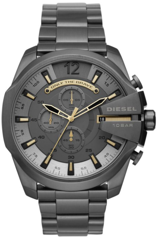Buy Shop Diesel Mega Chief Chronograph Grey Dial Grey Steel Strap Watch For Men - DZ4466 USA Online