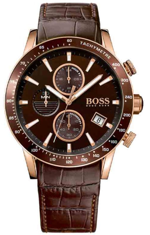 Buy Shop Hugo Boss Rafale Chronograph Brown Dial Brown Leather Strap Watch For Men - 1513392 USA Online