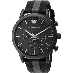Buy Shop Emporio Armani Luigi Chronograph Quartz Black Dial Two Tone Nylon Strap Watch For Men - AR1948 USA Online
