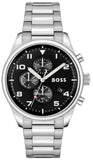 Hugo Boss View Chronograph Black Dial Silver Steel Strap Watch For Men - 1514008