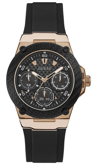 Guess Zena Chronograph Black Dial Black Rubber Strap Watch For Women - W1094L6