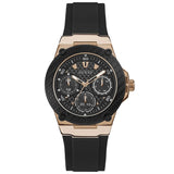 Guess Zena Chronograph Black Dial Black Rubber Strap Watch For Women - W1094L6