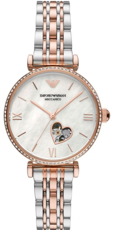 Buy Shop Emporio Armani Meccanico Automatic Mother of Pearl Dial Two Tone Steel Strap Watch For Women - AR60049 USA Online
