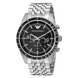 Emporio Armani Tazio Chronograph Black Dial Silver Steel Strap Watch For Men - AR5988