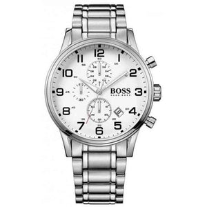 Buy Shop Hugo Boss Aeroliner Chronograph White Dial Silver Steel Strap Watch for Men - 1513182 USA Online