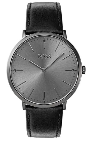 Buy Shop Hugo Boss Modern Grey Dial Black Leather Strap Watch for Men - 1513540 USA Online