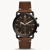 Buy Shop Fossil Commuter Chronograph Black Dial Brown Leather Strap Watch for Men - FS5403 USA Online