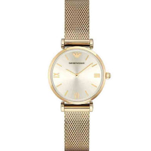 Buy Shop Emporio Armani Retro Gold Dial Gold Mesh Bracelet Watch For Women - AR1957 USA Online
