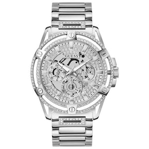 Buy Shop Guess King Quartz Silver Dial Silver Steel Strap Watch For Men - GW0497G1 USA Online