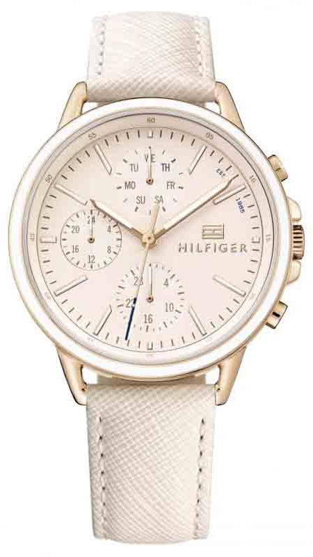 Buy Shop Tommy Hilfiger Carly Cream Dial Cream Leather Strap Watch for Women -1781789 USA Online