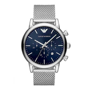 Buy Shop Emporio Armani Luigi Chronograph Blue Dial Silver Mesh Bracelet Watch For Men - AR80038 USA Online