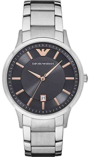 Emporio Armani Renato Quartz Black Dial Silver Steel Strap Watch For Men - AR11179