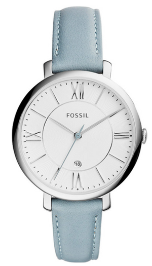 Buy Shop Fossil Jacqueline White Dial Light Blue Leather Strap Watch for Women - ES3821 USA Online