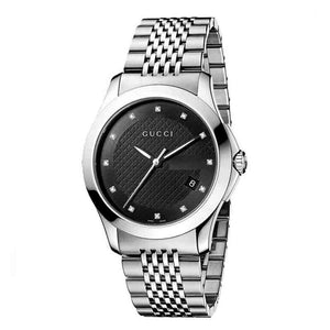 Buy Shop Gucci G Timeless Diamonds Black Dial Silver Steel Strap Watch For Men - YA126405 USA Online