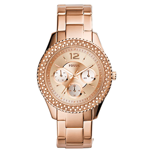 Buy Shop Fossil Stella Rose Gold Dial Rose Gold Steel Strap Watch for Women - ES3590 USA Online