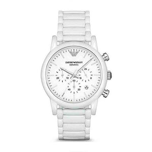 Buy Shop Emporio Armani Luigi Chronograph Ceramic White Dial White Ceramic Strap Watch For Men - AR1499 USA Online