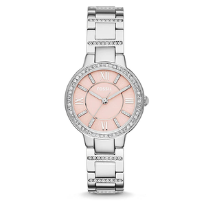 Buy Shop Fossil Virginia Pink Dial Silver Steel Strap Watch for Women - ES3504 USA Online