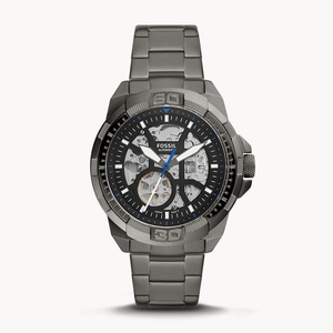 Buy Shop Fossil Bronson Automatic Skeleton Black Dial Grey Steel Strap Watch for Men - ME3218 USA Online