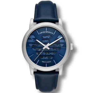 Buy Shop Emporio Armani Luigi Automatic Blue Dial Blue Leather Strap Watch For Men - AR60030 USA Online