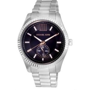 Buy Shop Michael Kors Lexington Quartz Black Dial Silver Steel Strap Watch For Women - MK8946 USA Online