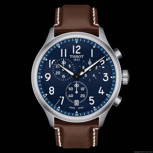 Buy Shop Tissot Chrono XL Vintage Blue Dial Brown Leather Strap Watch For Men - T116.617.16.042.00 USA Online