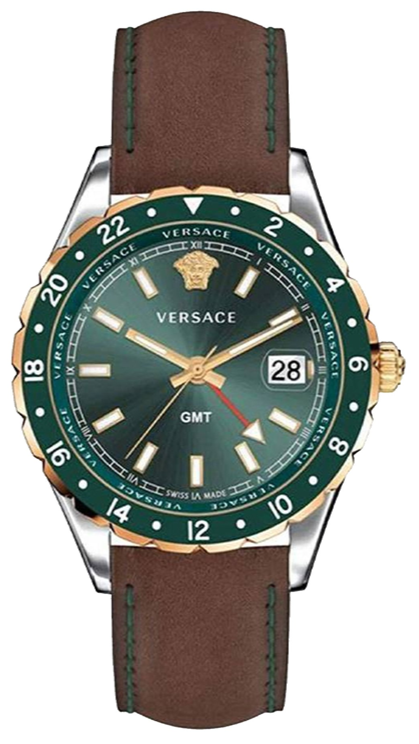 Buy Shop Versace Hellenyium Green Dial Brown Leather Strap Watch for Men - V11090017 USA Online