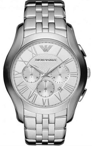 Buy Shop Emporio Armani Velente Chronograph Quartz Silver Dial Silver Steel Strap Watch For Men - AR1702 USA Online