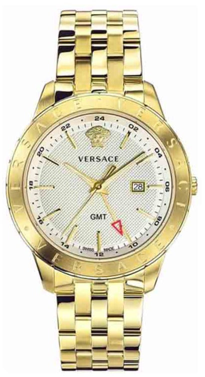 Buy Shop Versace Univers Quartz White Dial Gold Steel Strap Watch for Men - VEBK00518 USA Online