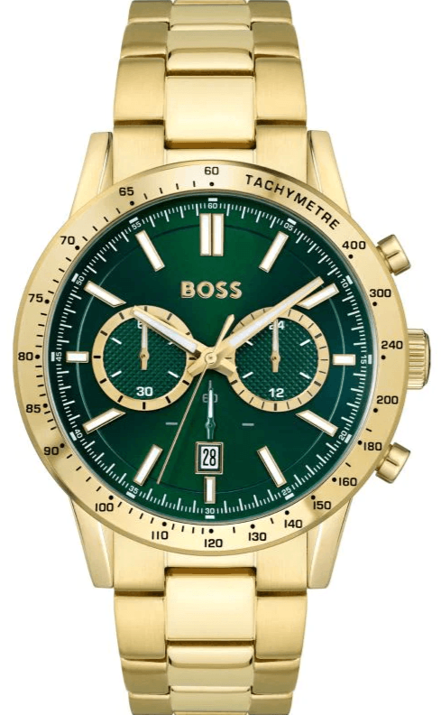 Buy Shop Hugo Boss Allure Chronograph Green Dial Gold Steel Strap Watch for Men - 1513923 USA Online