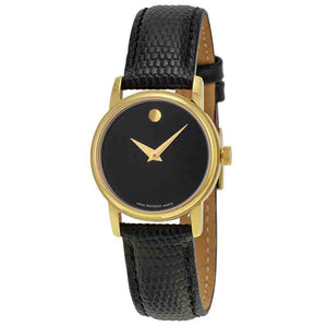 Buy Shop Movado Museum Black Dial Black Leather Strap Watch For Women - 2100006 USA Online