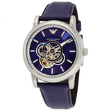 Buy Shop Emporio Armani Luigi Chronograph Blue Dial Black Leather Strap Watch For Men - AR60011 USA Online