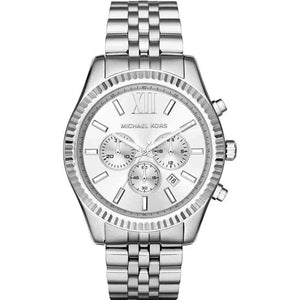 Buy Shop Michael Kors Lexington Silver Dial Silver Steel Strap Watch for Men - MK8405 USA Online