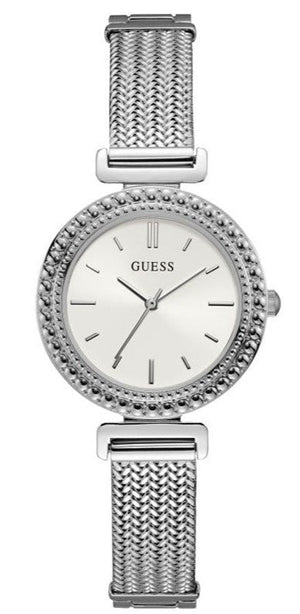 Buy Shop Guess Quartz Silver Dial Silver Mesh Bracelet Watch For Women - W1152L1 USA Online