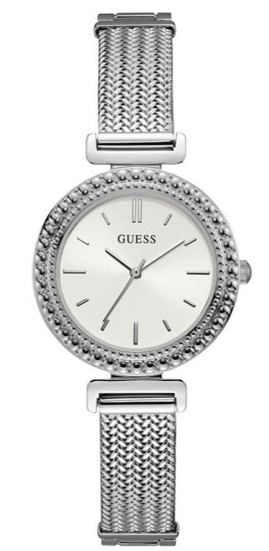 Buy Shop Guess Quartz Silver Dial Silver Mesh Bracelet Watch For Women - W1152L1 USA Online