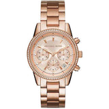 Buy Shop Michael Kors Ritz Chronograph Rose Gold Dial Rose Gold Steel Strap Watch for Women - MK6077 USA Online