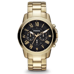 Buy Shop Fossil Grant Chronograph Black Dial Gold Steel Strap Watch for Men - FS4815 USA Online