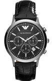 Buy Shop Emporio Armani Renato Chronograph Black Dial Black Leather Strap Watch For Men - AR2447 USA Online