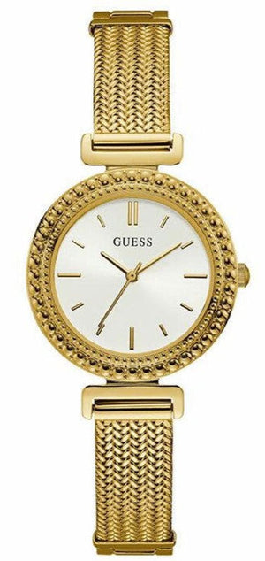 Buy Shop Guess Quartz White Dial Gold Steel Strap Watch For Women - W1152L2 USA Online