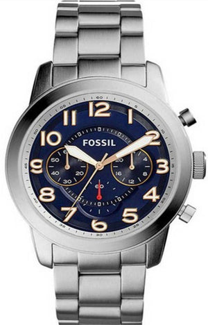 Buy Shop Fossil Pilot 54 Chronograph Navy Blue Dial Silver Steel Strap Watch for Men - FS5203 USA Online
