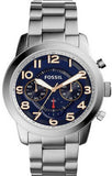 Buy Shop Fossil Pilot 54 Chronograph Navy Blue Dial Silver Steel Strap Watch for Men - FS5203 USA Online