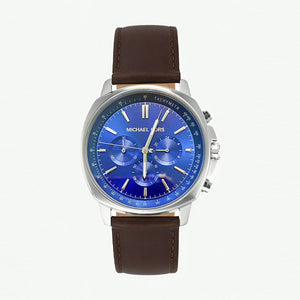 Buy Shop Michael Kors Sullivan Quartz Blue Dial Brown Leather Strap Watch For Men - MK8996 USA Online