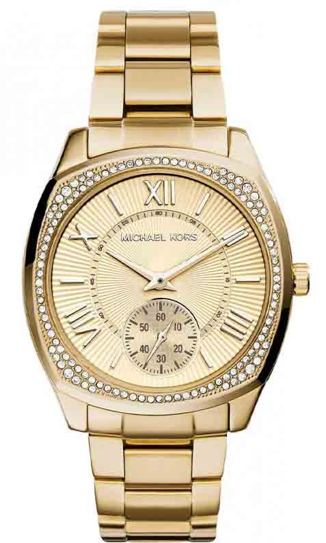Buy Shop Michael Kors Byrn Quartz Gold Dial Gold Steel Strap Watch For Women - MK6134 USA Online