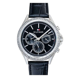Buy Shop Tommy Hilfiger Ari Diamonds Black Dial Black Leather Strap Watch for Women - 1781981 USA Online