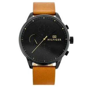 Buy Shop Tommy Hilfiger James Quartz Black Dial Brown Leather Strap Watch For Men - 1791486 USA Online