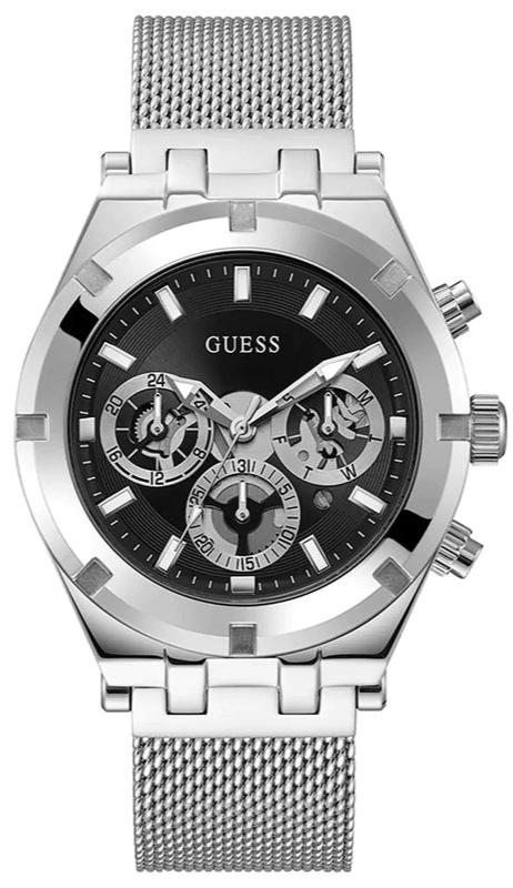 Buy Shop Guess Continental Quartz Black Dial Silver Mesh Strap Watch For Men - GW0582G1 USA Online