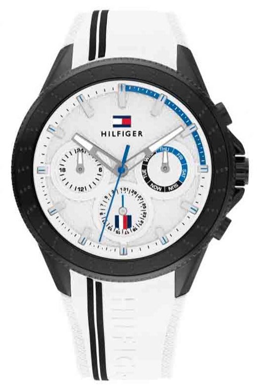 Buy Shop Tommy Hilfiger Aiden Chronograph White Dial White Rubber Strap Watch For Men - 1791862 USA Online