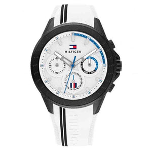 Buy Shop Tommy Hilfiger Aiden Chronograph White Dial White Rubber Strap Watch For Men - 1791862 USA Online