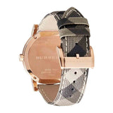 Burberry The City Gold Dial Haymarket Brown Leather Strap Watch for Women - BU9219