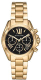 Buy Shop Michael Kors Bradshaw Chronograph Black Dial Gold Steel Strap Watch For Women - MK6959 USA Online